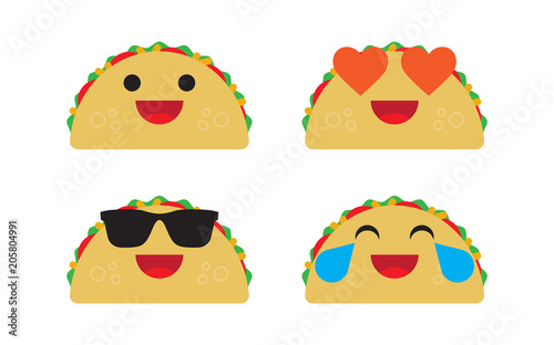 set with cartoon tacos