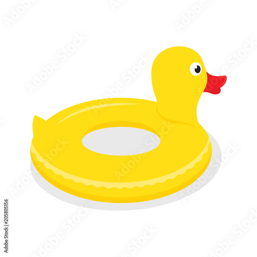 Yellow rubber duck swimming circle