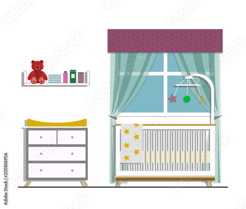 Nursery room in a flat style.