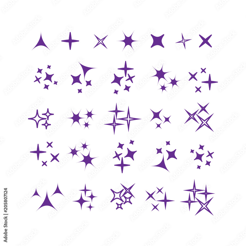 Sparkles icon set. Star element. Sparkle lights vector