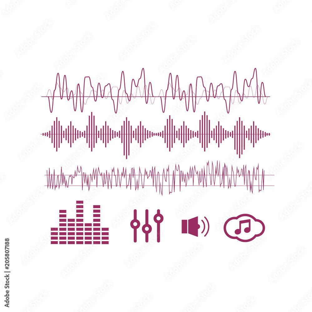 Vector sound. Soundwave musical icons. Radio wave vector Vector sound. Soundwave musical icons. Radio wave vector