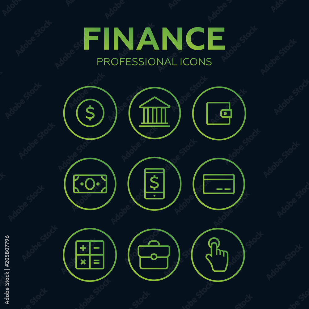 Set of vector finance icons. Money and finance vector icons Set of vector finance icons. Money and finance vector icons