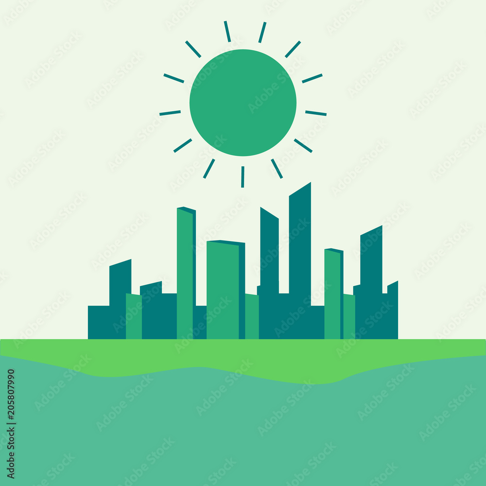 Green energy vector. Green energy eco city vector
