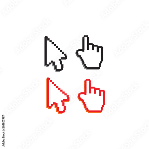 Hand click cursor or pointer icon. Mouse computer cursor