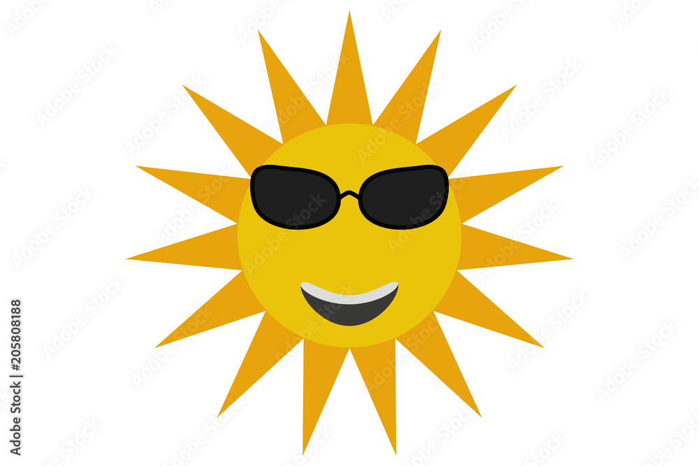 Sol con gafas de sol y alegre. Sol con gafas de sol y alegre.