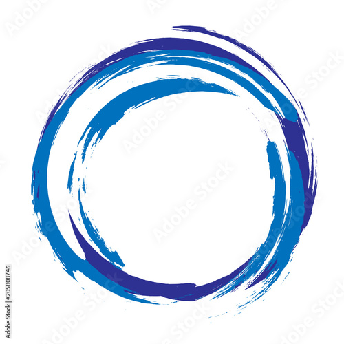 Hand drawn acrylic element, light blue round stroke.