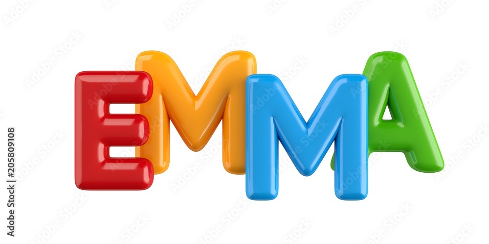 isolated colorfull 3d Kid Name balloon font Emma isolated colorfull 3d Kid Name balloon font Emma