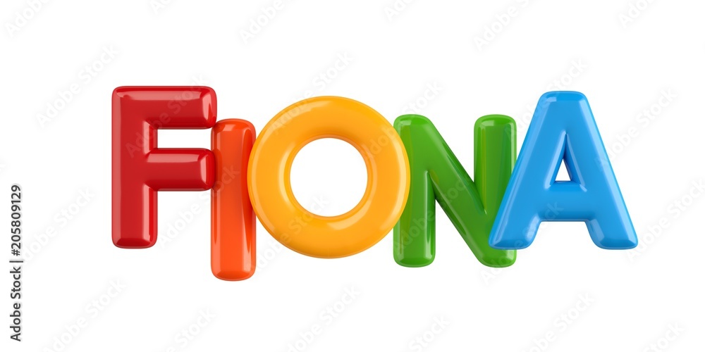 isolated colorfull 3d Kid Name balloon font Fiona isolated colorfull 3d Kid Name balloon font Fiona