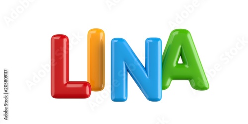 isolated colorfull 3d Kid Name balloon font Lina