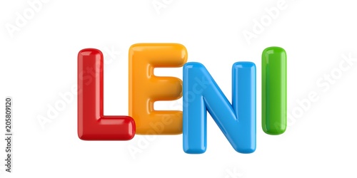 Canvastavla isolated colorfull 3d Kid Name balloon font Leni