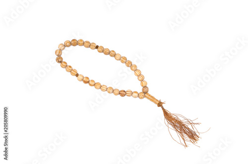 Chaplet rosary beads isolated on white background.