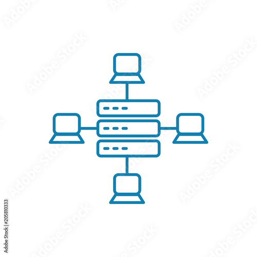 Local network line icon, vector illustration. Local network linear concept sign.