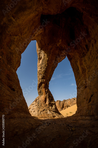 Beautiful cave in Sahara rock formation     Elephant Rock  Mauritania
