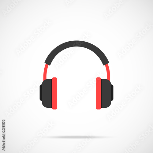 Headphones icon. Flat design. Vector icon isolated on gradient background