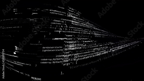 3D rendering of abstract blocks of code located in the virtual space