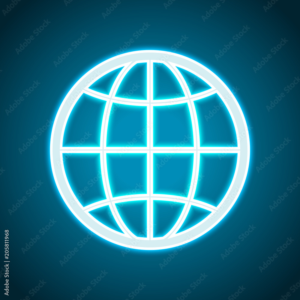 globe, planet. simple silhouette. Neon style. Light decoration icon. Bright electric symbol globe, planet. simple silhouette. Neon style. Light decoration icon. Bright electric symbol