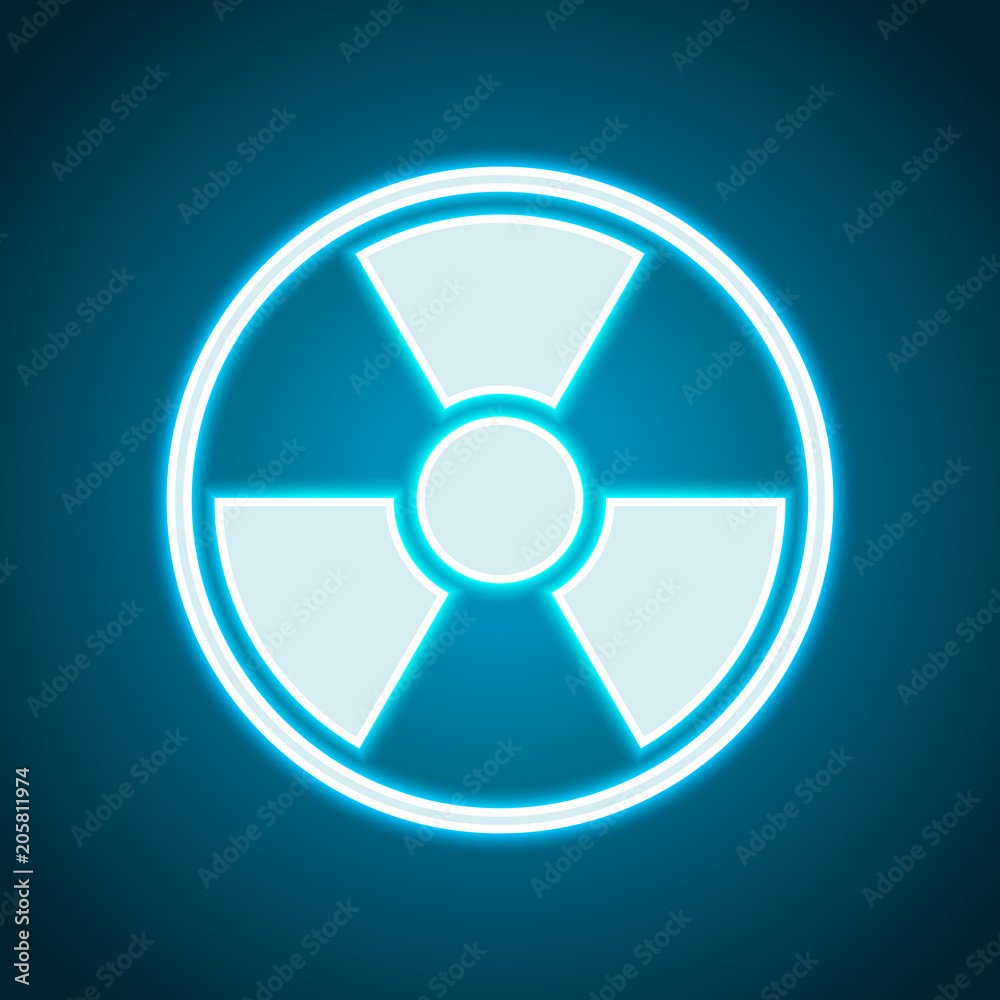hazard, radiation. simple silhouette. Neon style. Light decoration icon. Bright electric symbol hazard, radiation. simple silhouette. Neon style. Light decoration icon. Bright electric symbol