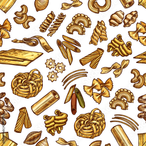 Vector pasta and spaghetti seamless pattern