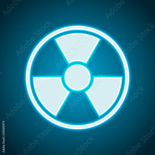hazard, radiation. simple silhouette. Neon style. Light decoration icon. Bright electric symbol