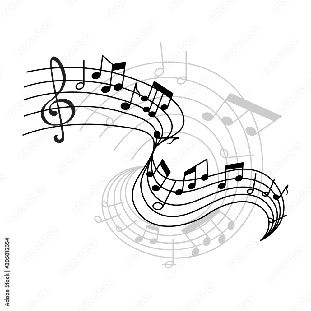 Fototapeta premium Vector music notes on staff icon