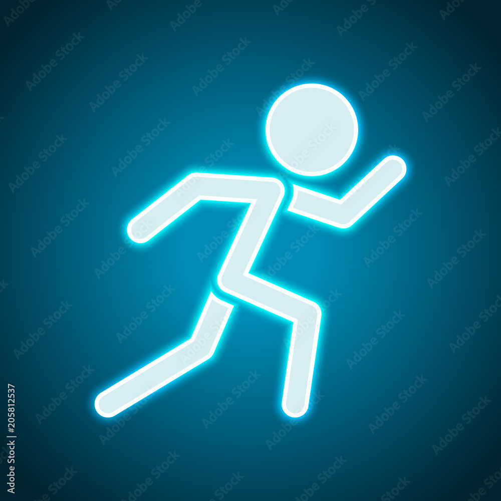 running man. simple icon. Neon style. Light decoration icon. Bright electric symbol running man. simple icon. Neon style. Light decoration icon. Bright electric symbol