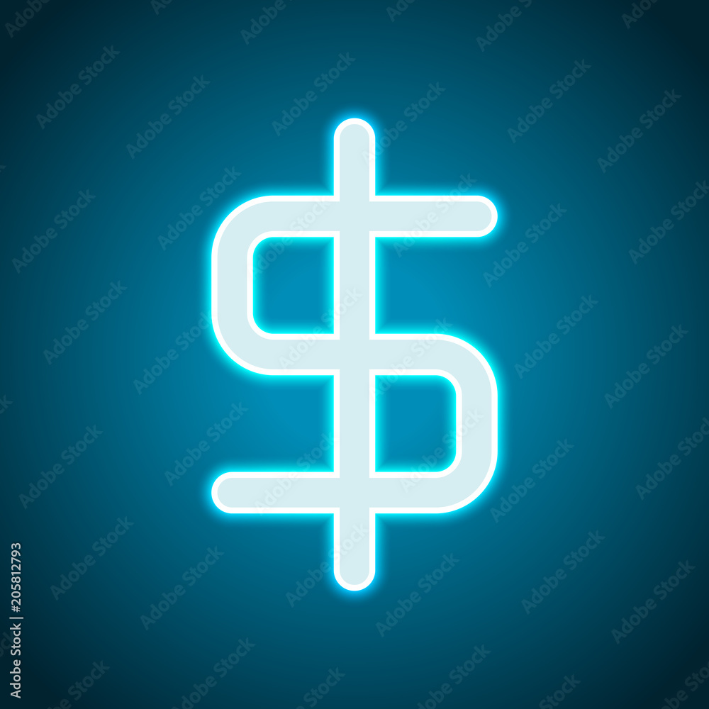 simple dollar symbol. Neon style. Light decoration icon. Bright electric symbol simple dollar symbol. Neon style. Light decoration icon. Bright electric symbol