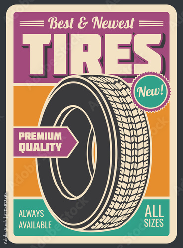 Tires car service retro style