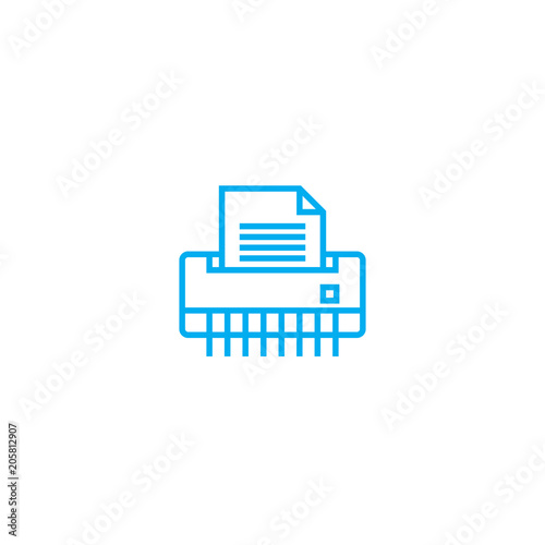 Paper shredder line icon, vector illustration. Paper shredder linear concept sign.
