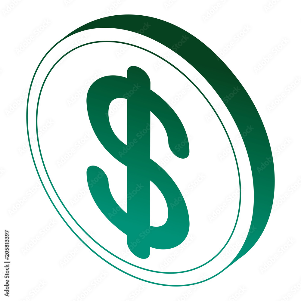 Obraz premium isometric dollar coin money currency vector illustration neon design