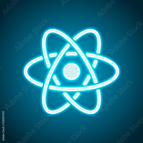 scientific atom symbol  simple icon. Neon style. Light decoration icon. Bright electric symbol