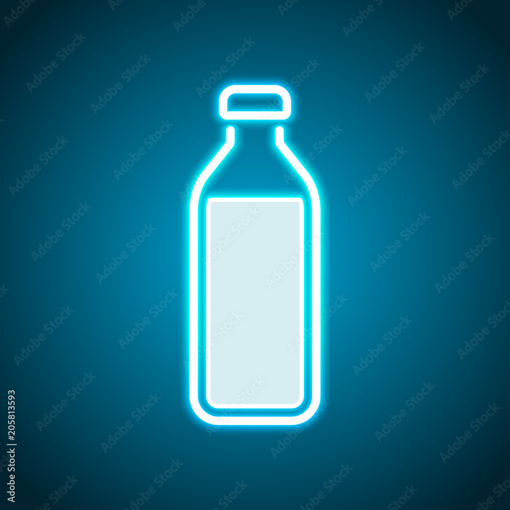bottle of water, simple icon. Neon style. Light decoration icon. Bright electric symbol bottle of water, simple icon. Neon style. Light decoration icon. Bright electric symbol