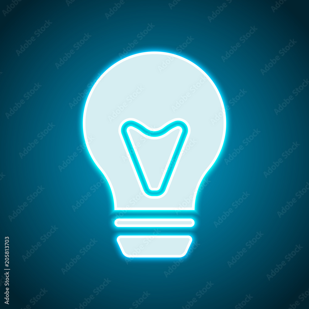 bulb, simple icon. Neon style. Light decoration icon. Bright electric symbol bulb, simple icon. Neon style. Light decoration icon. Bright electric symbol