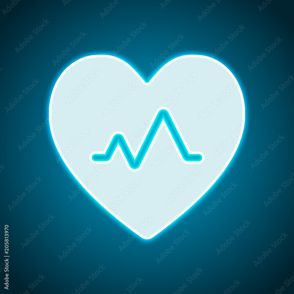 cardiac pulse. heart and pulse line. simple single icon. Neon style. Light decoration icon. Bright electric symbol cardiac pulse. heart and pulse line. simple single icon. Neon style. Light decoration icon. Bright electric symbol