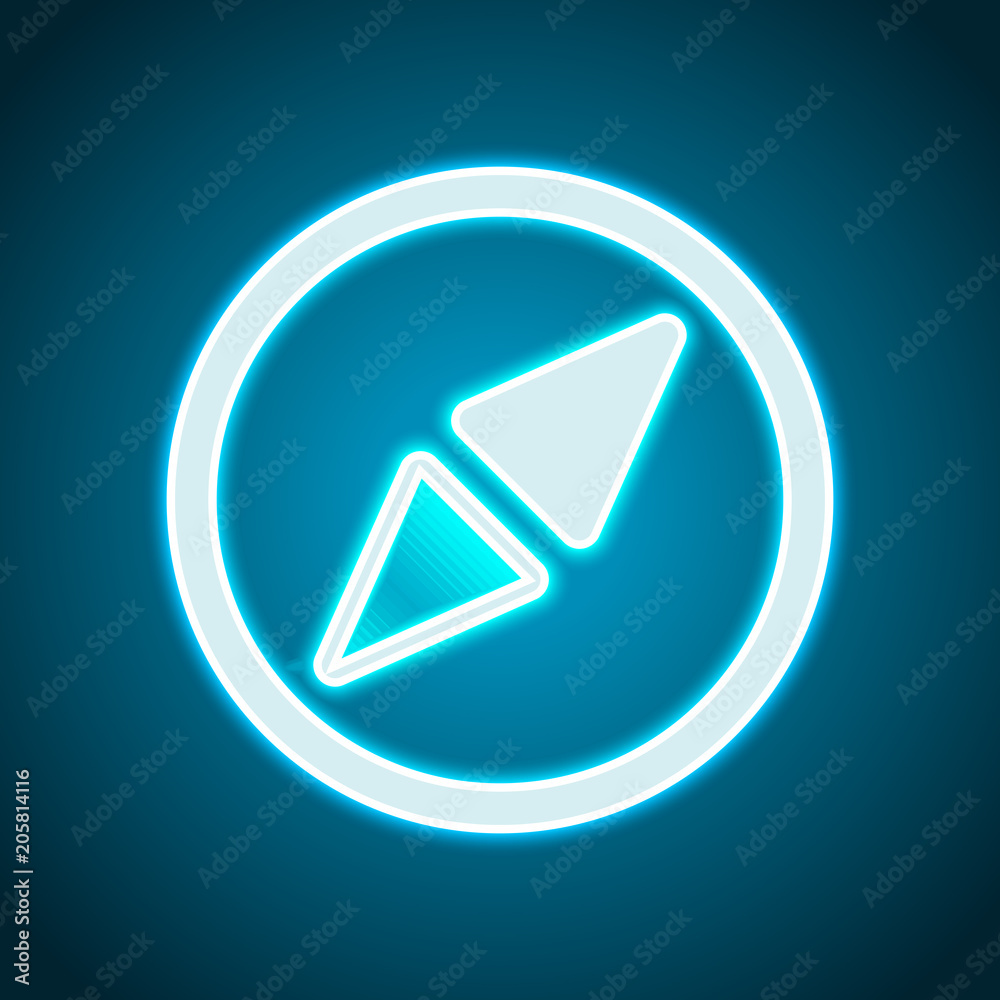 Simple compass icon. Neon style. Light decoration icon. Bright electric symbol Simple compass icon. Neon style. Light decoration icon. Bright electric symbol