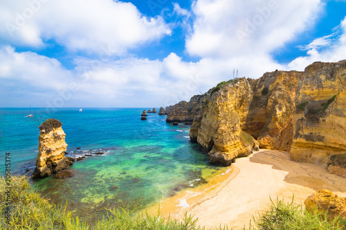 Wonderful view of Dona Ana Beach in Lagos Algarve Portugal
