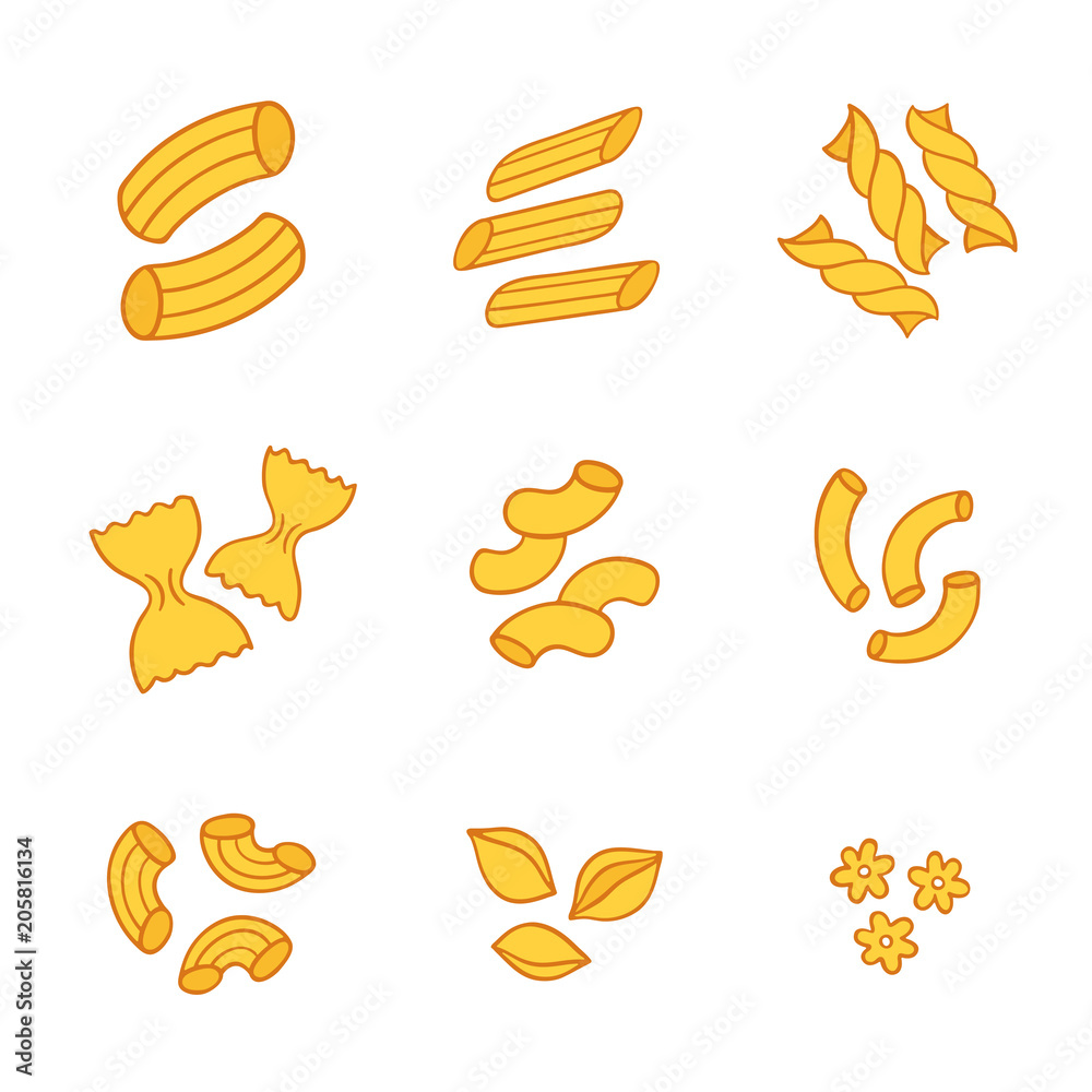 Fototapeta premium Italian pasta types