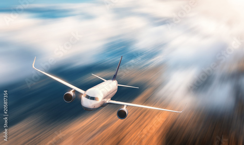 Modern airplane with motion...