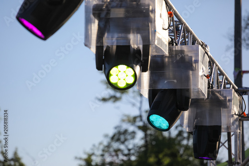 lighting and stroboscopes on a metal street scene photo