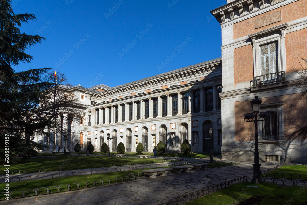 Facade of Museum of the Prado in City of Madrid, Spain