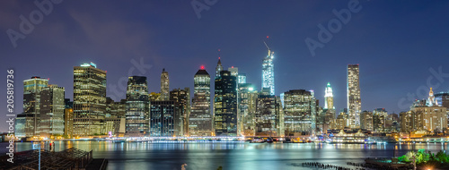 Manhattan skyline at night  New York City  USA