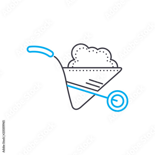 Working at the construction site line icon, vector illustration. Working at the construction site linear concept sign.