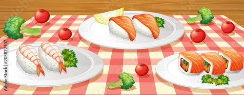 Sushi on Plate at Table