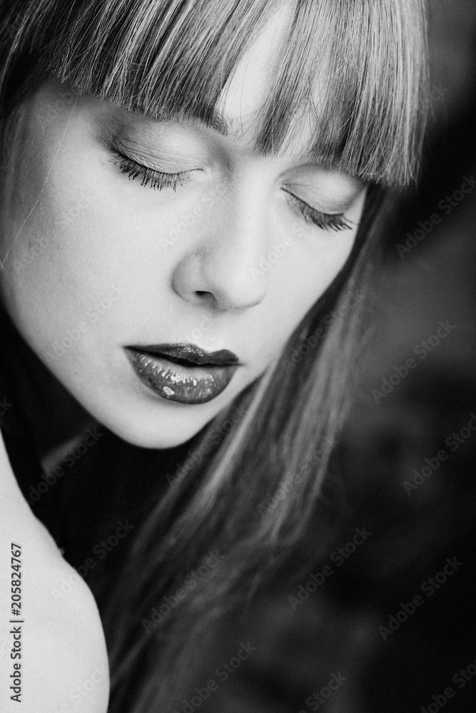 model with green lips model with green lips