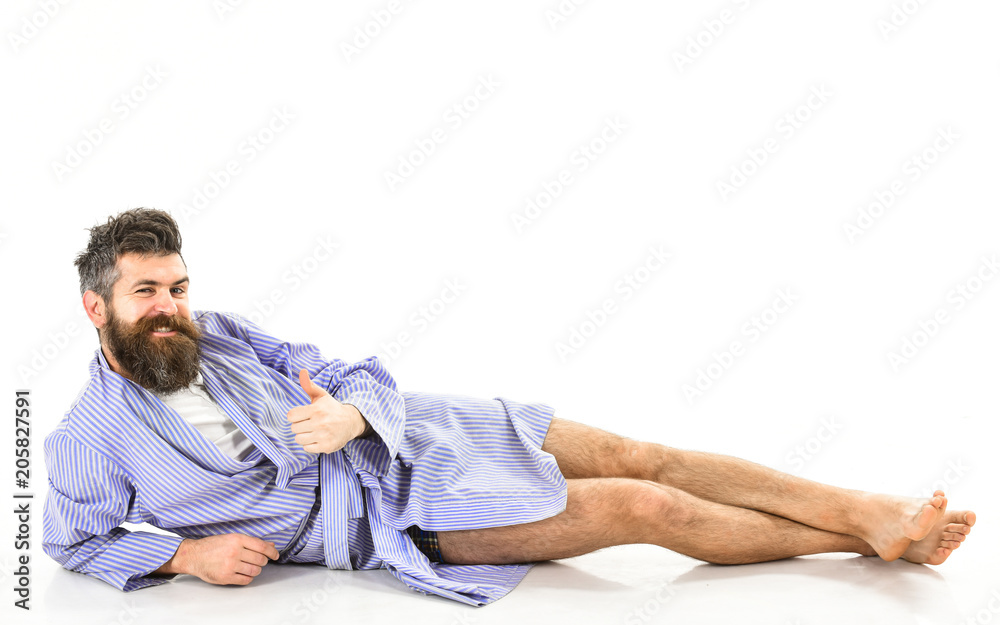 Man with smiling face shows thumb up gesture, white background Man with smiling face shows thumb up gesture, white background