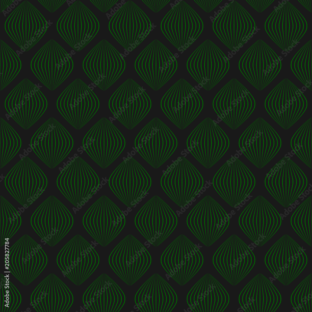 simple shapes. green curves. vector seamless pattern. dark background simple shapes. green curves. vector seamless pattern. dark background