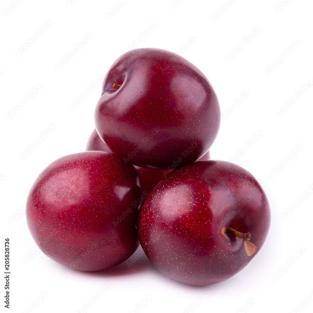 Red cherry plum isolated on white background
