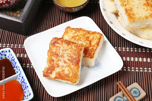 Fried turnip cake, Chinese food. photo