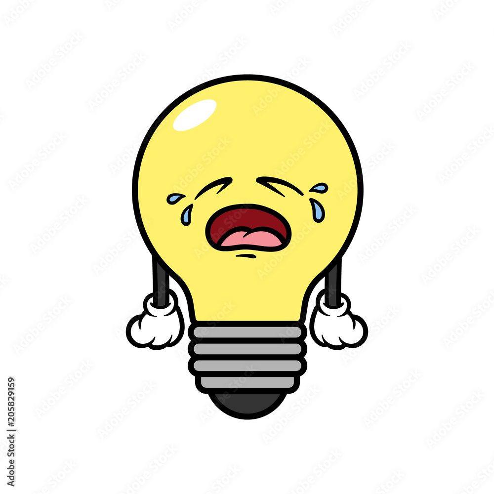 Cartoon Crying Light Bulb Character Stock Vector | Adobe Stock