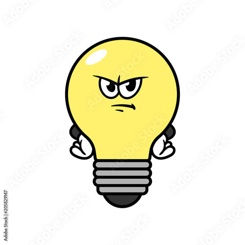 Cartoon Angry Light Bulb Character