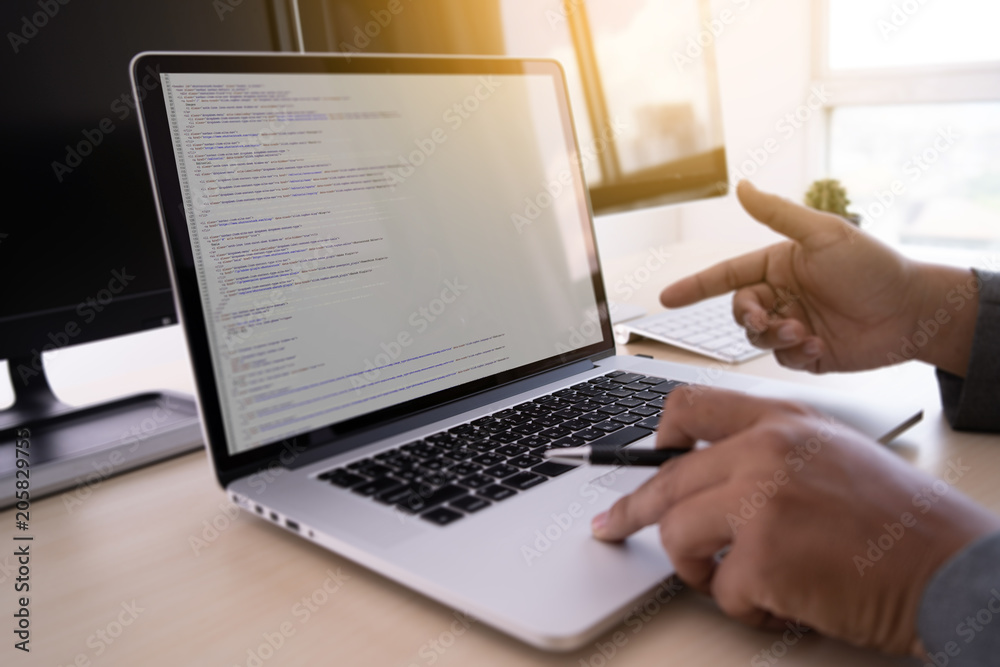 Programmer working Developing programming technologies Web Design Online Technology Programmer working Developing programming technologies Web Design Online Technology